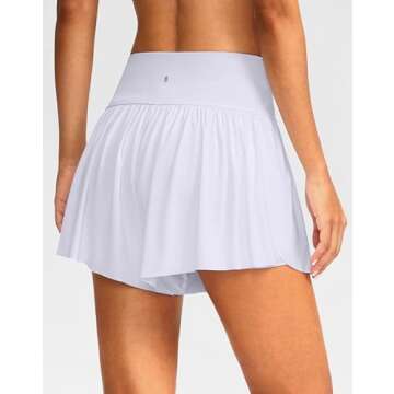 Soothfeel Women's High Waisted Swim Skirt Shorts 3" Flowy Swimsuit Bathing Suit Swim Bottoms for Women with Pockets UPF 50+ (White, L)
