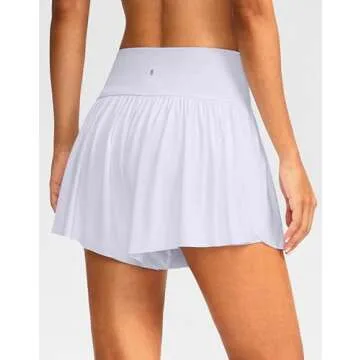 Soothfeel Women's High Waisted Swim Skirt Shorts 3" Flowy Swimsuit Bathing Suit Swim Bottoms for Women with Pockets UPF 50+ (White, L)
