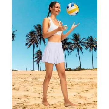 Soothfeel Women's High Waisted Swim Skirt Shorts 3" Flowy Swimsuit Bathing Suit Swim Bottoms for Women with Pockets UPF 50+ (White, L)