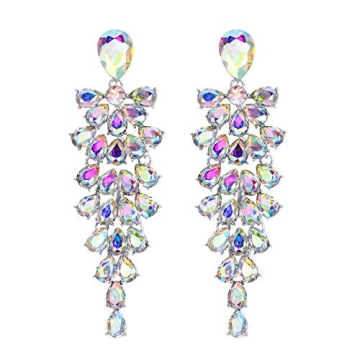 BriLove Women's Wedding Bridal Dangle Earrings for Party Prom Crystal Multi-Layer Teardrop Cluster B...