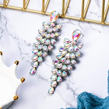 BriLove Bridal Dangle Earrings Multi-Layer Teardrop Cluster Bling