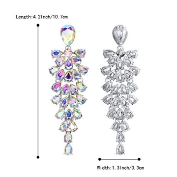 BriLove Bridal Dangle Earrings Multi-Layer Teardrop Cluster Bling