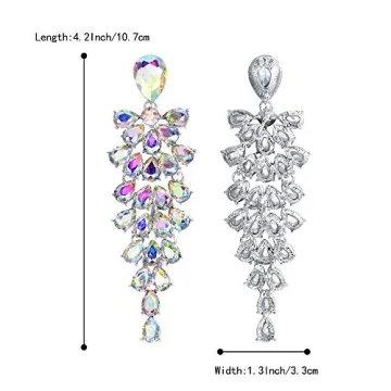 BriLove Bridal Dangle Earrings Multi-Layer Teardrop Cluster Bling