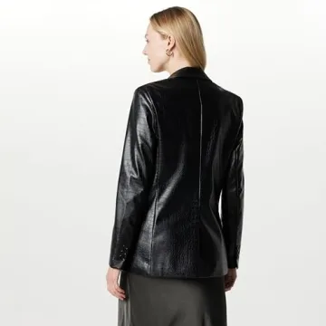 Stylish Anouk Faux-Leather Blazer from The Drop