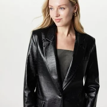 Stylish Anouk Faux-Leather Blazer from The Drop
