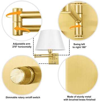 TRLIFE Remote Control Dimmable Swing Arm Wall Sconce