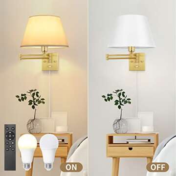 TRLIFE Remote Control Dimmable Swing Arm Wall Sconce