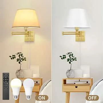 TRLIFE Remote Control Dimmable Swing Arm Wall Sconce