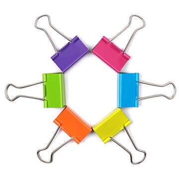Colorful Office Style Medium Binder Clips Set - 12 Pack