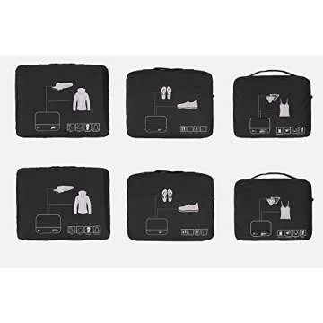Packing Cubes Set Travel Luggage Organizers Suitcase Lightweight Accessories Black