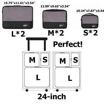 Packing Cubes Set Travel Luggage Organizers Suitcase Lightweight Accessories Black