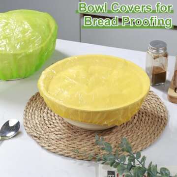Elastic Food Storage Covers Reusable Stretch Plastic Wrap Bowl Covers Fresh Keeping Bags Elastic Alternative to Foil for Family Outdoor Picnic 3 Size Bowl Covers for Bread Proofing(60)