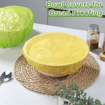 Elastic Food Storage Covers Reusable Stretch Plastic Wrap Bowl Covers Fresh Keeping Bags Elastic Alternative to Foil for Family Outdoor Picnic 3 Size Bowl Covers for Bread Proofing(60)