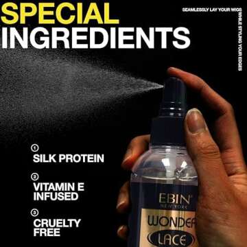 EBIN NEW YORK Wonder Lace Bond Lace Melt Spray - Extreme Firm Hold (Supreme) | Flawless,Natural, and Seamleass finish, No Reside, Long Lasting Formula with Protecting Edges, Perfect for wigs