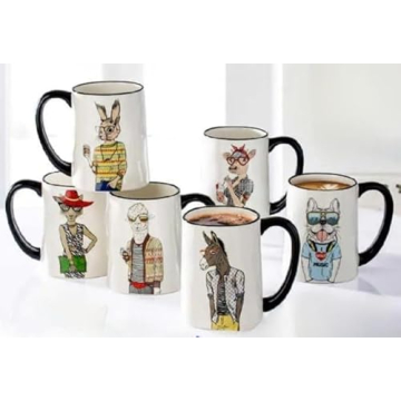 Hipster Animal Coffee Mugs 17.5 oz Signature Housewares