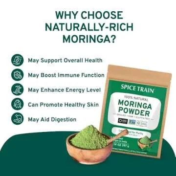 Organic Moringa Powder (397g/14oz) USDA Organic Moringa Oleifera Leaf Powder | Gluten-Free & Vegan | Perfect for Smoothies, Drinks, Tea & Recipes