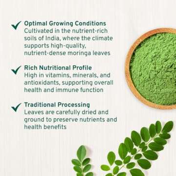 Organic Moringa Powder (397g/14oz) USDA Organic Moringa Oleifera Leaf Powder | Gluten-Free & Vegan | Perfect for Smoothies, Drinks, Tea & Recipes