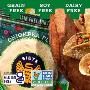 Siete Chickpea Flour Tortillas | Gluten Free | Grain Free | Vegan | 8 Tortillas Per Pack (Pack of 6)