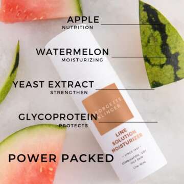 Georgette Klinger Line Solution Moisturizer - Protein Packed Anti-Aging Face Cream with Watermelon & Apple - Reduce the Appearance of Wrinkles, Enhance Firmness, and Preserve Hydration - 1.7 oz