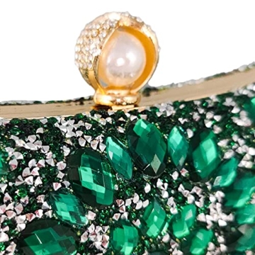 FGG Green Crystal Clutch Elegant Evening Handbag Women