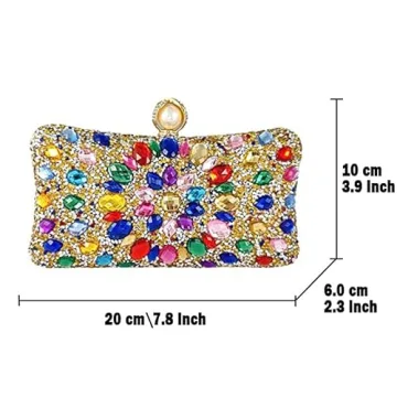 FGG Green Crystal Clutch Elegant Evening Handbag Women
