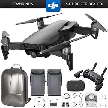 DJI Mavic Air Quadcopter with Remote Controller - Onyx Black Max Flight Bundle with Spare Battery, and Custom Mavic Air Hard Shell Back Pack