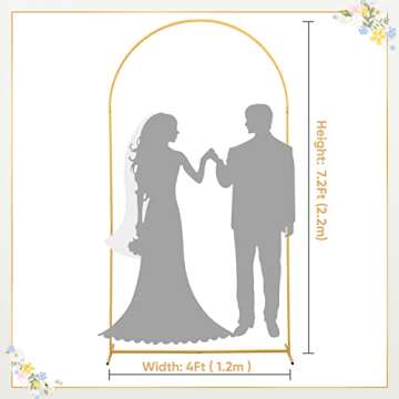 7.2Ft Wedding Arch Backdrop Stand Square Gold Metal Balloon Arch for Ceremony Birthday,Party,Friends...