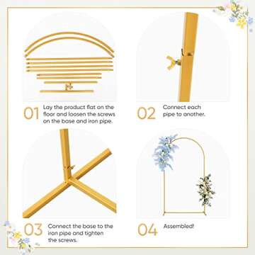 7.2Ft Wedding Arch Backdrop Stand Square Gold Metal Balloon Arch for Ceremony Birthday,Party,Friends Gathering,Christmas,Garden Decoration