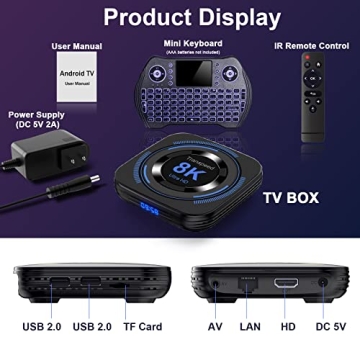 Android TV Box 12.0 8K Streaming Mini Keyboard Included