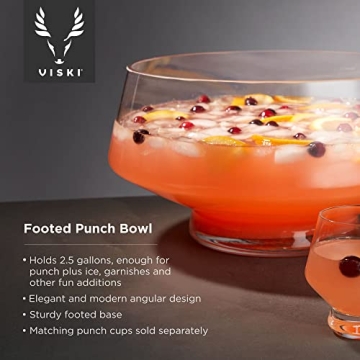 Elegant Viski Glass Punch Bowl for Parties & Gatherings