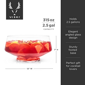 Elegant Viski Glass Punch Bowl for Parties & Gatherings
