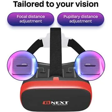 VR Headset Compatible with iPhone & Android - Universal Virtual Reality Goggles for Kids & Adults - Virtual Reality Headset for Kids - Your Best Mobile Games 360 Movies w/New 3D VR for iPhone (Red)