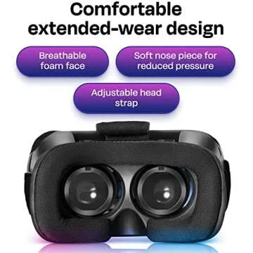 VR Headset Compatible with iPhone & Android - Universal Virtual Reality Goggles for Kids & Adults - Virtual Reality Headset for Kids - Your Best Mobile Games 360 Movies w/New 3D VR for iPhone (Red)