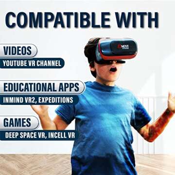 VR Headset Compatible with iPhone & Android - Universal Virtual Reality Goggles for Kids & Adults - Virtual Reality Headset for Kids - Your Best Mobile Games 360 Movies w/New 3D VR for iPhone (Red)