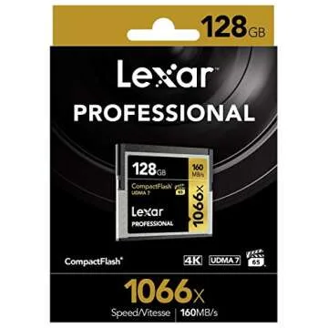 Lexar Professional 1066x 128GB CompactFlash Card, Up to 160MB/s Read, for Professional Photographer, Videographer, Enthusiast (LCF128CRBNA1066)