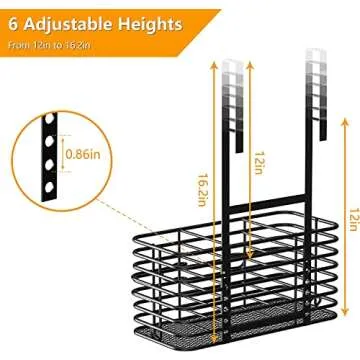 LONGD Bathroom Organizer,Hair Tool Organizer,Hair Dryer Holder,Daily Necessities Storage, 6 Height Adjustable,Wall/Cabinet Door Type, Suitable for Bathroom, Kitchen, Bedroom Storage, Black