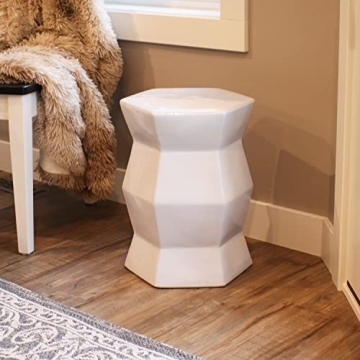Sunnydaze Moderno Hexagon Ceramic Garden Stool - Stylish & Versatile