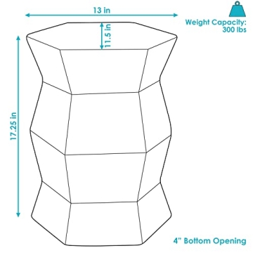 Sunnydaze Moderno Hexagon Ceramic Garden Stool - Stylish & Versatile