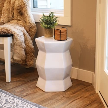 Sunnydaze Moderno Hexagon Ceramic Garden Stool - Stylish & Versatile