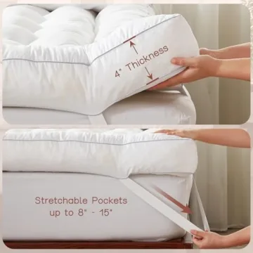 Decroom 4 Inch Memory Foam Mattress Topper Queen Size, Filled with Breathable Memory Foam Pillow Topper, Soft Fluffy Supportive Bed Mattress Pad for Back Pain Relief, 80x60x4 Inch