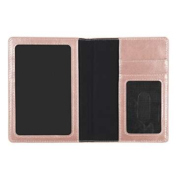 Cynure Leather Passport Cover CDC Vaccine Card Holder Combo Men & Women Travel Passport Case, rose gold
