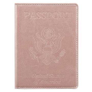 Cynure Leather Passport Cover CDC Vaccine Card Holder Combo Men & Women Travel Passport Case, rose gold