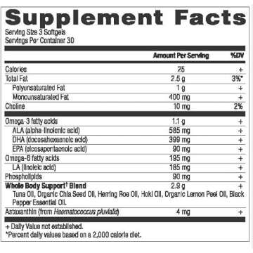 Ancient Nutrition Ancient Omegas Whole Body - ALA, DHA, EPA, ETA from Wild Caught Fish - 90 Capsules