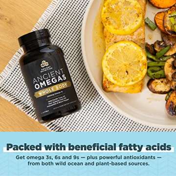 Ancient Nutrition Ancient Omegas Whole Body - ALA, DHA, EPA, ETA from Wild Caught Fish - 90 Capsules