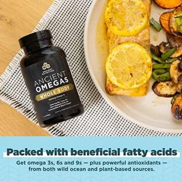 Ancient Nutrition Ancient Omegas Whole Body - ALA, DHA, EPA, ETA from Wild Caught Fish - 90 Capsules