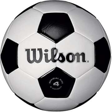 WILSON Traditional Soccer Ball - Size 4, Black/White