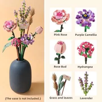 ZIYOSTAR Mini Bricks Flower Bouquet Building Sets, Artificial Flowers, DIY Unique Decoration Home, 547 Pieces Botanical Collection for Ages 8-12 yrs Old Girl for Gift (Not Compatible with Lego Set)