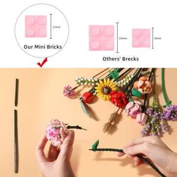 ZIYOSTAR Mini Bricks Flower Bouquet Building Sets, Artificial Flowers, DIY Unique Decoration Home, 547 Pieces Botanical Collection for Ages 8-12 yrs Old Girl for Gift (Not Compatible with Lego Set)