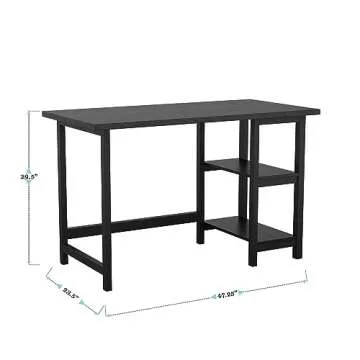 Martha Stewart Beckett Modern Trestle Desk in Black Wood Grain