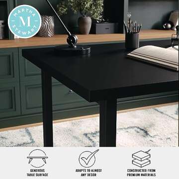 Martha Stewart Beckett Modern Trestle Desk in Black Wood Grain